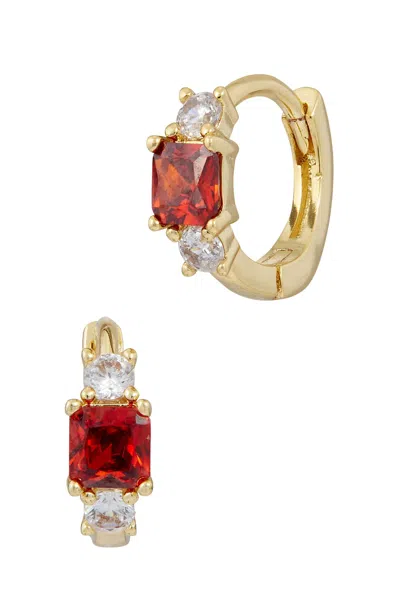 Savvy Cie Jewels 18k Yellow Gold Plated Birthstone Huggie Earrings In Multi