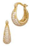 Savvy Cie Jewels 18k Yellow Gold Plated Crystal Hinge Hoop Earrings In Gold