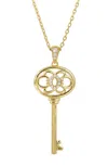Savvy Cie Jewels 18k Yellow Gold Plated Cubic Zirconia Key Pendant Necklace In Brown