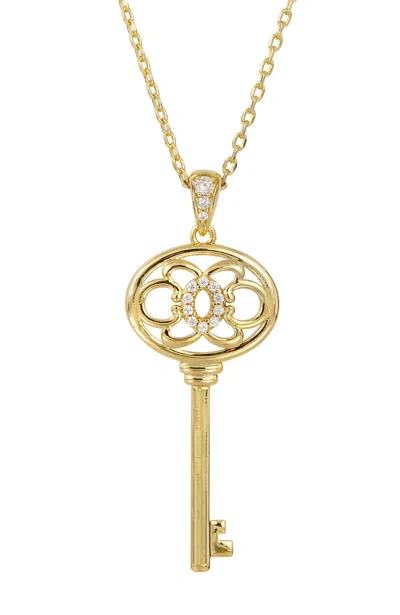 SAVVY CIE JEWELS 18K YELLOW GOLD PLATED CUBIC ZIRCONIA KEY PENDANT NECKLACE