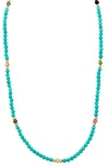 Savvy Cie Jewels Cultured Freshwater Pearl & Turquoise Beaded Necklace In Blue