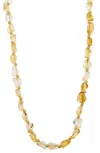 Savvy Cie Jewels 18k Yellow Gold Plated Genuine Citrine Necklace In Brown