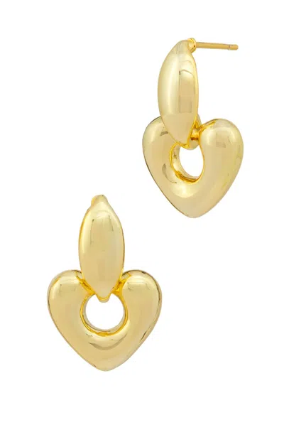 SAVVY CIE JEWELS 18K YELLOW GOLD PLATED HEART DANGLE EARRINGS