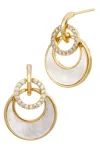 Savvy Cie Jewels 18k Yellow Gold Plated Mother Of Pearl Dangle Earrings In Gold
