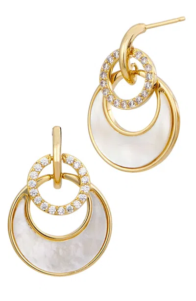 Savvy Cie Jewels 18k Yellow Gold Plated Mother Of Pearl Dangle Earrings