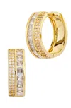 Savvy Cie Jewels 18k Yellow Gold Plated Multistone White Cz Hoop Earrings In Gold