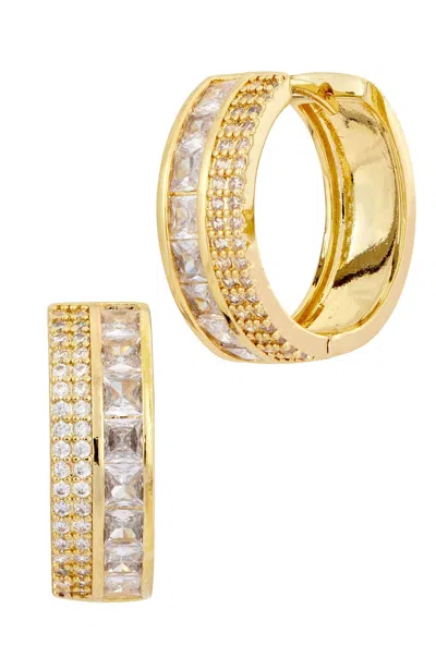 Savvy Cie Jewels 18k Yellow Gold Plated Multistone White Cz Hoop Earrings