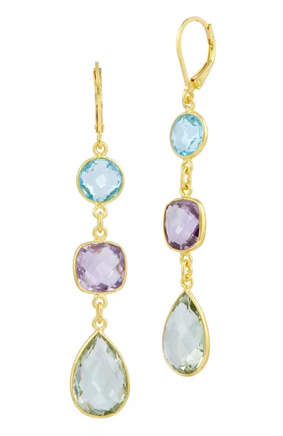 Savvy Cie Jewels 18k Yellow Gold Plated Over Sterling Silver .925 Multi Gemstone Dangle Earrings