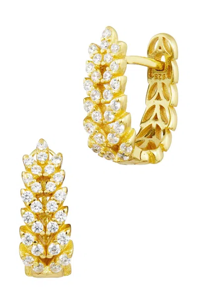 SAVVY CIE JEWELS 18K YELLOW GOLD PLATED OVER STERLING SILVER .925 WHITE CZ EARRINGS