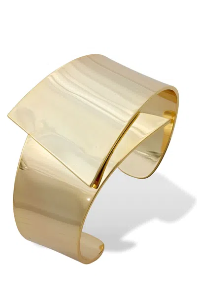 Savvy Cie Jewels 18k Yellow Gold Plated Wide Flare Bangle
