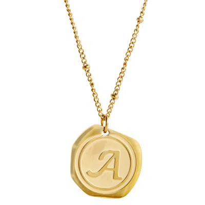 Savvy Cie Jewels 22k Gold Plated Coin Initial Necklace In Multi