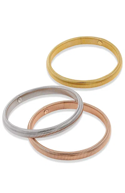Savvy Cie Jewels 3 Gold Colors Bangle Bracelet In Multi