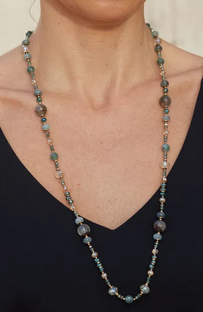 Savvy Cie Jewels 32" Jade-green Quartz Gemstone Necklace In Multi