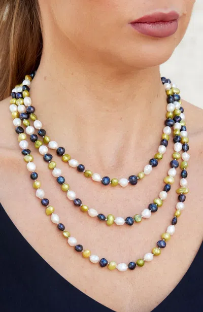Savvy Cie Jewels 64"dyed Multi Color Fresh Water Endless Pearl Necklace