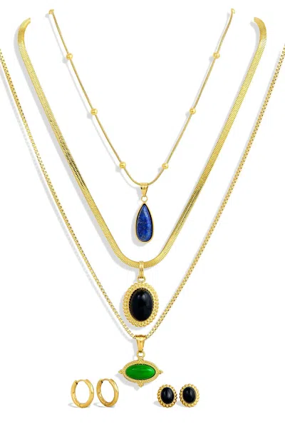 Savvy Cie Jewels 8 Pieces Genuine Gemstone Set In Yellow