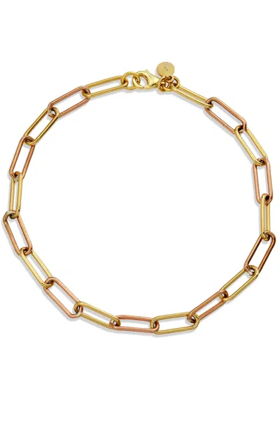 Savvy Cie Jewels .925 Sterling Silver Two Tone Rose And Gold Paperclip Bracelet