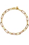 Savvy Cie Jewels .925 Sterling Silver Two Tone Rose And Gold Paperclip Bracelet In Multi