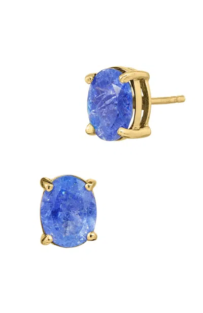 Savvy Cie Jewels 9x7 Oval Genuine Gemstone Basket Set Stud Earrings In Multi
