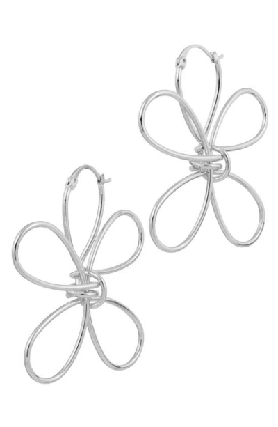 Savvy Cie Jewels Abstract Wire Hoop Earrings In White