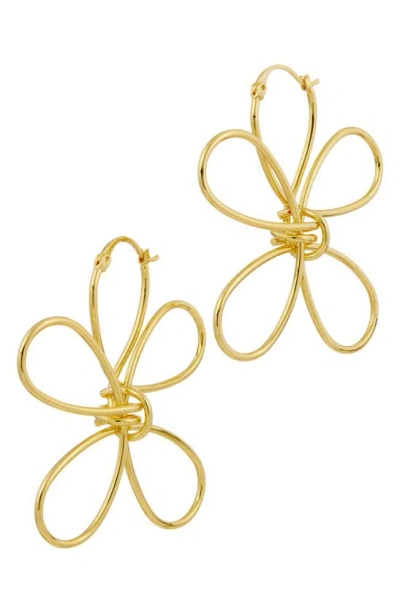 Savvy Cie Jewels Abstract Wire Hoop Earrings In Yellow