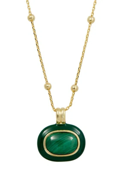 Savvy Cie Jewels Agate Pendant Necklace In Yellow