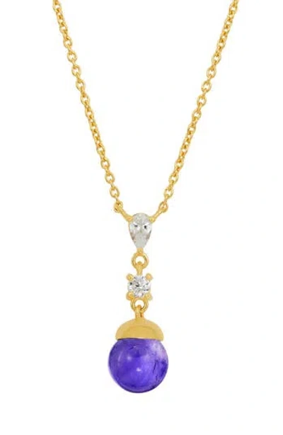 Savvy Cie Jewels Gold Plated Over Sterling Silver .925 Amethyst And White Cz Necklace