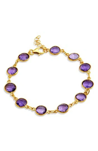 Savvy Cie Jewels Amethyst Station Chain Bracelet In Purple