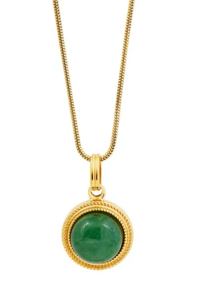 Savvy Cie Jewels Aventurine Pendant Necklace In Green/yellow