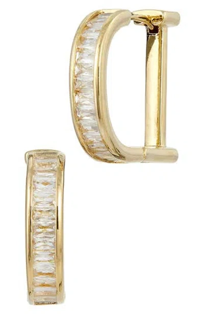Savvy Cie Jewels Baguette Cubic Zirconia Half Hoop Earrings In Gold