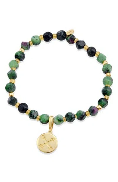Savvy Cie Jewels Beaded Stretch Pendant Bracelet In Green