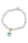 Savvy Cie Jewels Beaded Stretch Pendant Bracelet In White