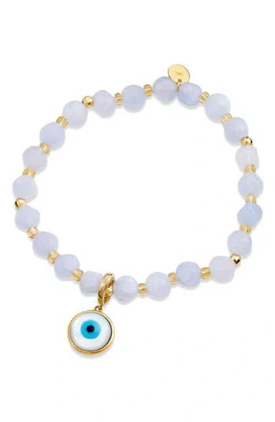 Savvy Cie Jewels Beaded Stretch Pendant Bracelet In White
