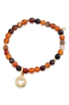 Savvy Cie Jewels Beaded Stretch Pendant Bracelet In Brown