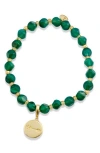 Savvy Cie Jewels Beaded Stretch Pendant Bracelet In Gold/green