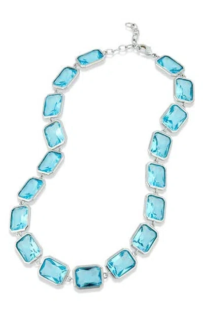 Savvy Cie Jewels Bezel Aqua Crystal Necklace