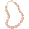 Savvy Cie Jewels Bezel Pink Crystal Collar Necklace