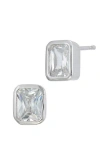 Savvy Cie Jewels Bezel Set Cubic Zirconia Stud Earrings In Silver