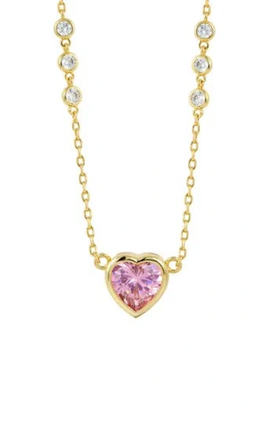 Savvy Cie Jewels Bezel Set Cz Heart Pendant Necklace In Gold