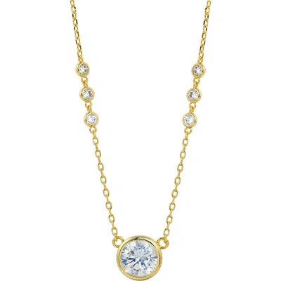 Savvy Cie Jewels Bezel Set Cz Pendant Necklace In Gold