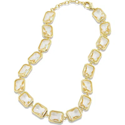 Savvy Cie Jewels Bezel White Crystal Collar Necklace