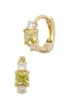 Savvy Cie Jewels Birthstone Huggie Hoop Earrings In Yellow - August
