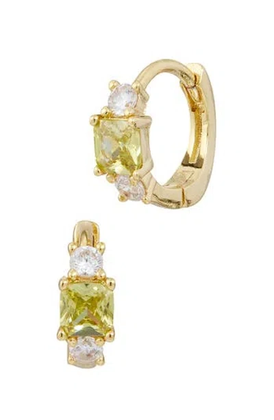Savvy Cie Jewels Birthstone Huggie Hoop Earrings In Yellow - August