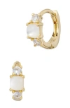 Savvy Cie Jewels Birthstone Huggie Hoop Earrings In Yellow - June