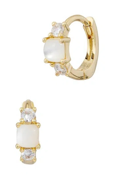 Savvy Cie Jewels Birthstone Huggie Hoop Earrings In Yellow - June