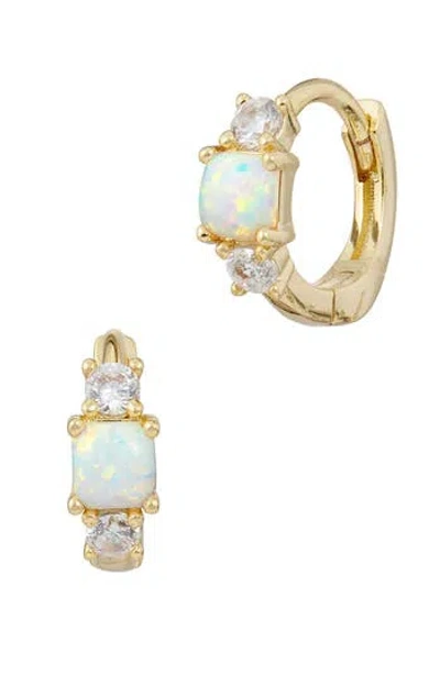 Savvy Cie Jewels Birthstone Huggie Hoop Earrings In Yellow - October