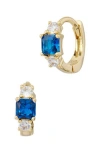 Savvy Cie Jewels Birthstone Huggie Hoop Earrings In Yellow - September