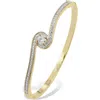 Savvy Cie Jewels Birthstone Two-tone Bangle Bracelet In Yellow - April