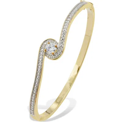 Savvy Cie Jewels Birthstone Two-tone Bangle Bracelet In Yellow - April