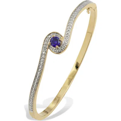 Savvy Cie Jewels Birthstone Two-tone Bangle Bracelet In Yellow - February