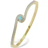 Savvy Cie Jewels Birthstone Two-tone Bangle Bracelet In Yellow - March
